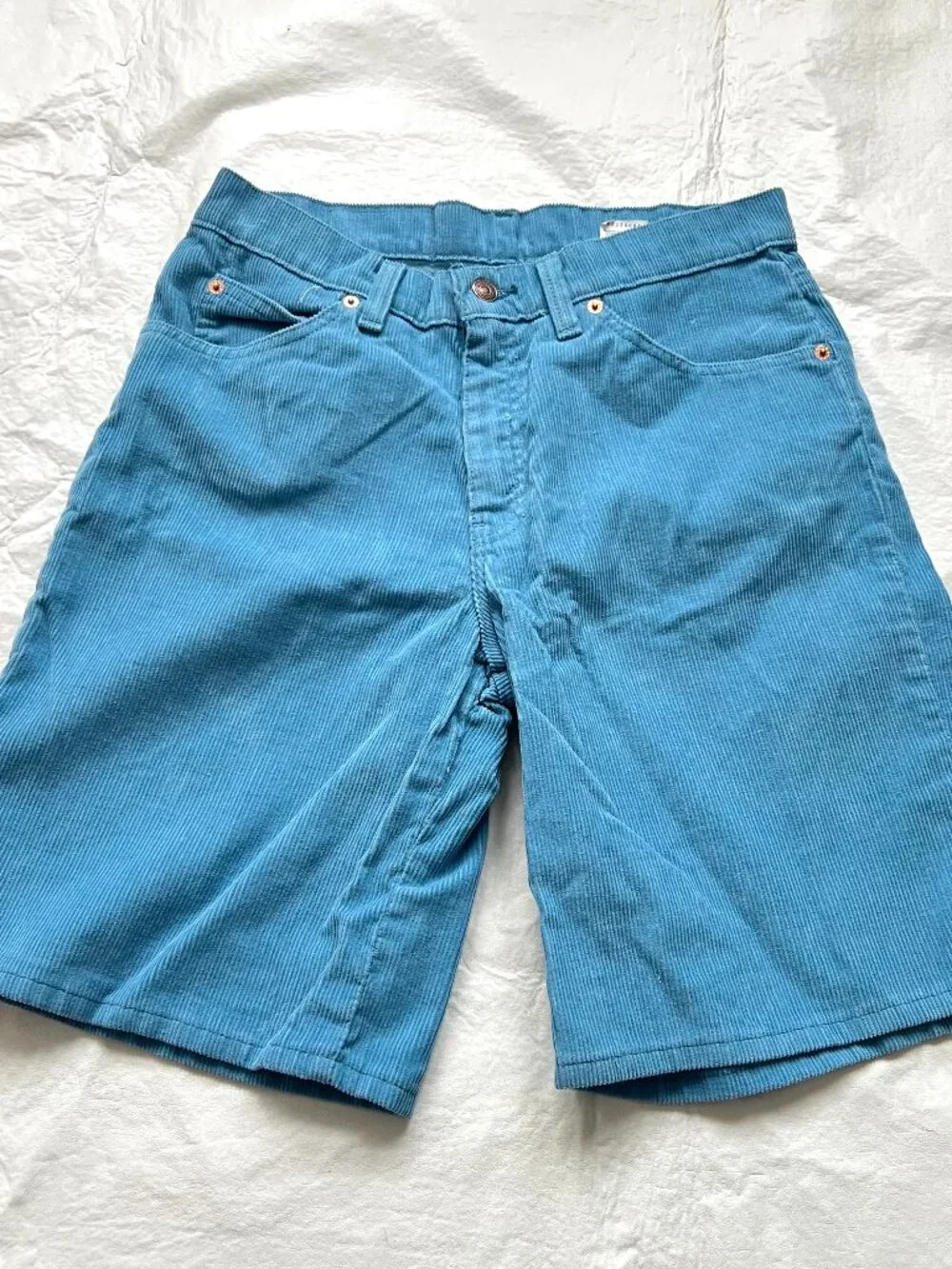 Vintage 90s Levis shorts blue corduroy 953 juniors size 9 high waisted bermuda